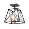 Z-Lite Trestle 3 Light Semi Flush Mount, Matte Black & Olde Brass 447SF-MB-OBR - alternate 5